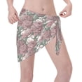 thumbnail image 3 of KLL Rose Flowers Print Women's Sarong Coverups Short Bathing Suit Wrap Skirt Beach Wrap Swimsuit Cover Ups, 3 of 6