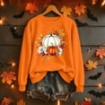 thumbnail image 3 of JTZGDY Thanksgiving Day Sweatshirts for Women Fashion Halloween Pumpkin Printed Long Sleeve Crewneck Graphic Holiday Tees Shirt Loose Fit Casual Pullover Tops, 3 of 5