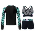 thumbnail image 2 of Xnihocha Kids Girls 3pcs Sports Workout Suit Swimsuit Sun Protection UPF 50+ Rash Guard Sets Lily 14, 2 of 7