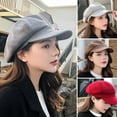 thumbnail image 2 of UDIYO Women Beret Retro Solid Color Casual Comfortable Breathable Keep Warm Thick Wool Spring Autumn Lady Octagonal Cap Painter Hat for Outdoor, 2 of 8