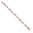 thumbnail image 2 of Gem Stone King 18K Rose Gold Plated Silver Heart Shape London Blue Topaz Red Created Ruby and Round White Lab Grown Diamond Greek Vine Flower Tennis Bracelet for Women (5.79 Cttw, 7.5 inch), 2 of 4