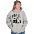 thumbnail image 4 of Coffee & Jesus Christ Religious Faith Zip Hoodie Sweatshirt Women Brisco Brands M, 4 of 5