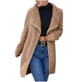 thumbnail image 2 of Tbopshirt Cardigan for Women,Clearance Women Fashion Loose Casual Large Lapel Irregular Mid-length Double-sided Plush Coat Furry Windbreaker Coat Girls Zip Up Jacket, 2 of 7