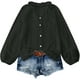 thumbnail image 3 of Tops de trabajo para Mujeres,Blusa de mujer de color liso, con encaje, escote en V, manga larga, poliéster, informal, para uso doméstico y diario, sopatenor, 3 of 9