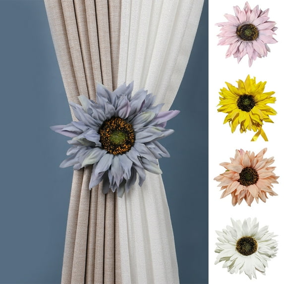 leaveforme 1 Pair Sunflower Curtain Tiebacks Non-Woven Fabric Countryside Rural Style Curtain Tie Holdbacks Accessories