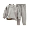 thumbnail image 2 of Kids Boys Girls Loungewear Sets Thermal Warm Underwear Set Comfy Home Wear Long Sleeve Tops And Elastic Waisted Bottoms Pants 2 Piece Fall Winter Outfit Clothes Gray 15-16 Years, 2 of 7
