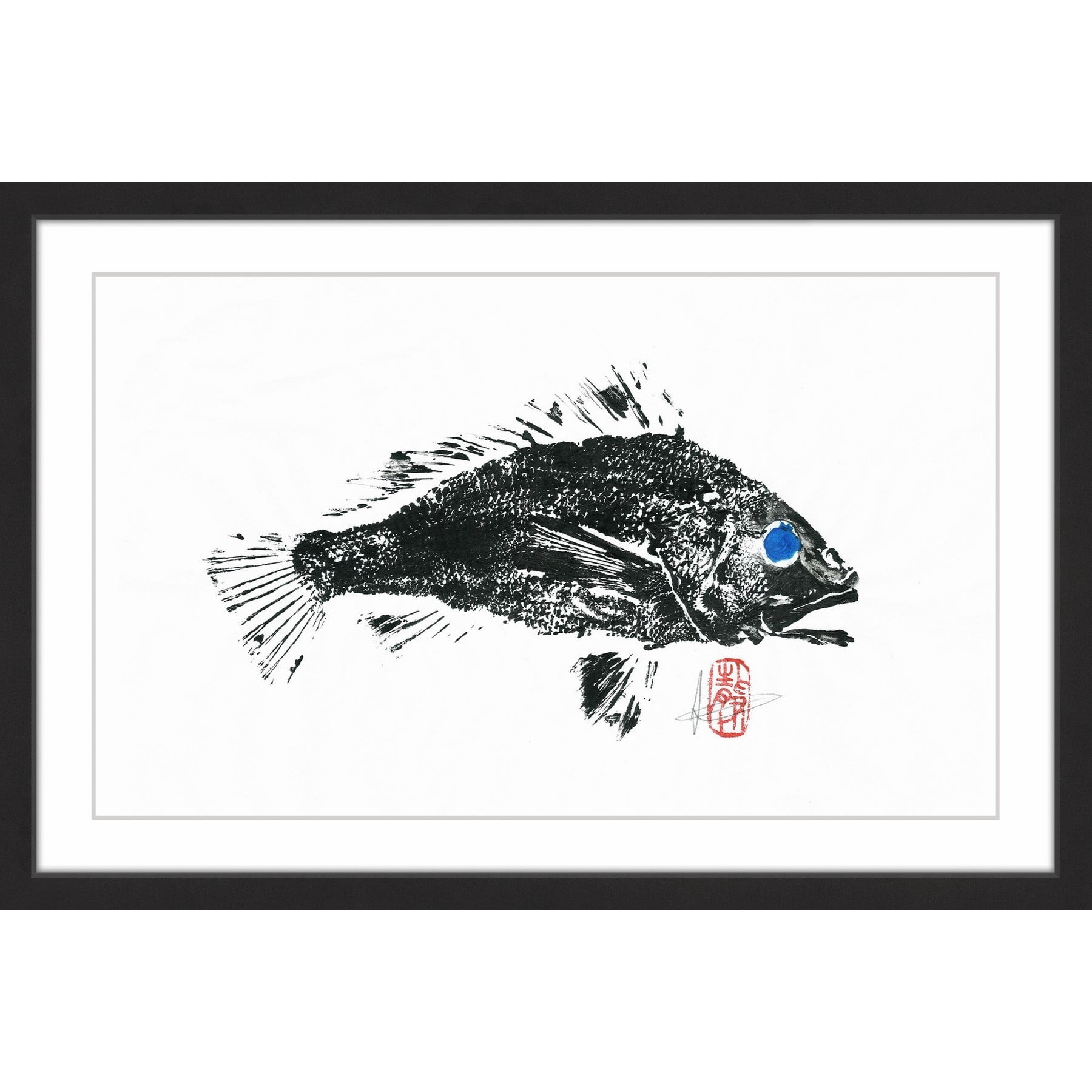 "Bass Yeux Bleus" Framed Painting Print