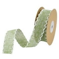 thumbnail image 1 of Roll of 10 Yards Linen Ribbon Festive Gift Wavy Brim Packing Ribbon DIY Fresh Flower Wrapping Accessories for Party Home Office (Green), 1 of 6