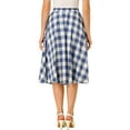 thumbnail image 3 of Allegra K Women's Elastic Waist Plaid Checks Midi Length Skater A-Line Skirt, 3 of 6