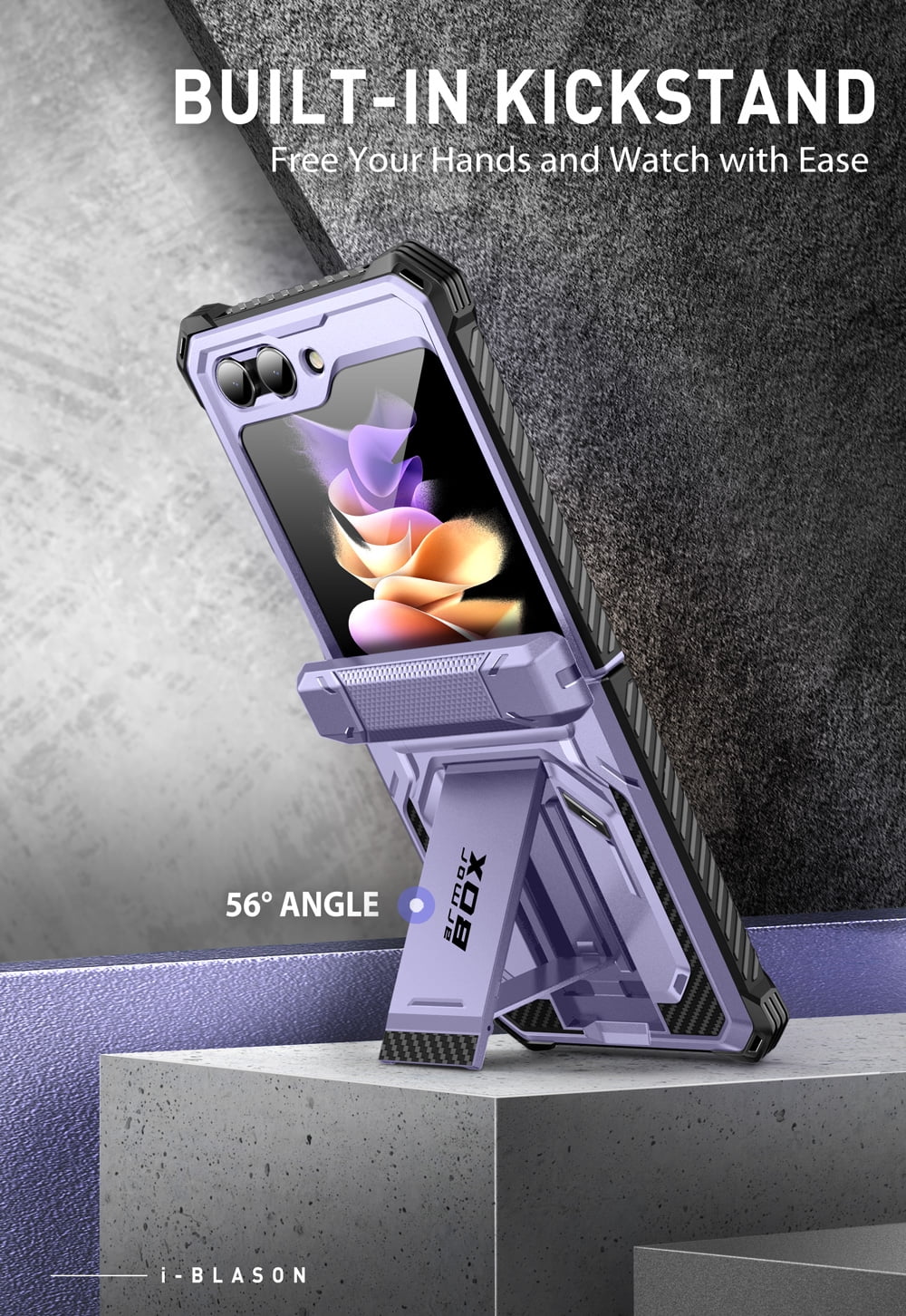 i-Blason Armorbox Shock-Absorbent & Resistant Holster Cell Phone Case for Galaxy 2023 ZFlip5, Mauve