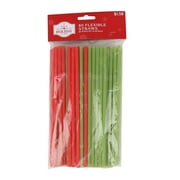 Holiday Time Flexible Straw, Red and Green Assorted in One Bag, Plastics, Straws