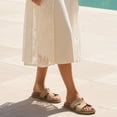 thumbnail image 6 of Cushionaire Wisdom Womens Suede Sandals | Genuine Leather Slides with Cutout Strap | Slip On Cork Footbed Slide Sandals for Women, 6 of 14