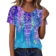 thumbnail image 3 of DDAPJ pyju Vintage Blouses for Women Dressy Casual Henley Tops Short Sleeve Boho Floral Print Shirts V Neck Summer Graphic Tees Multicolor XL, 3 of 8