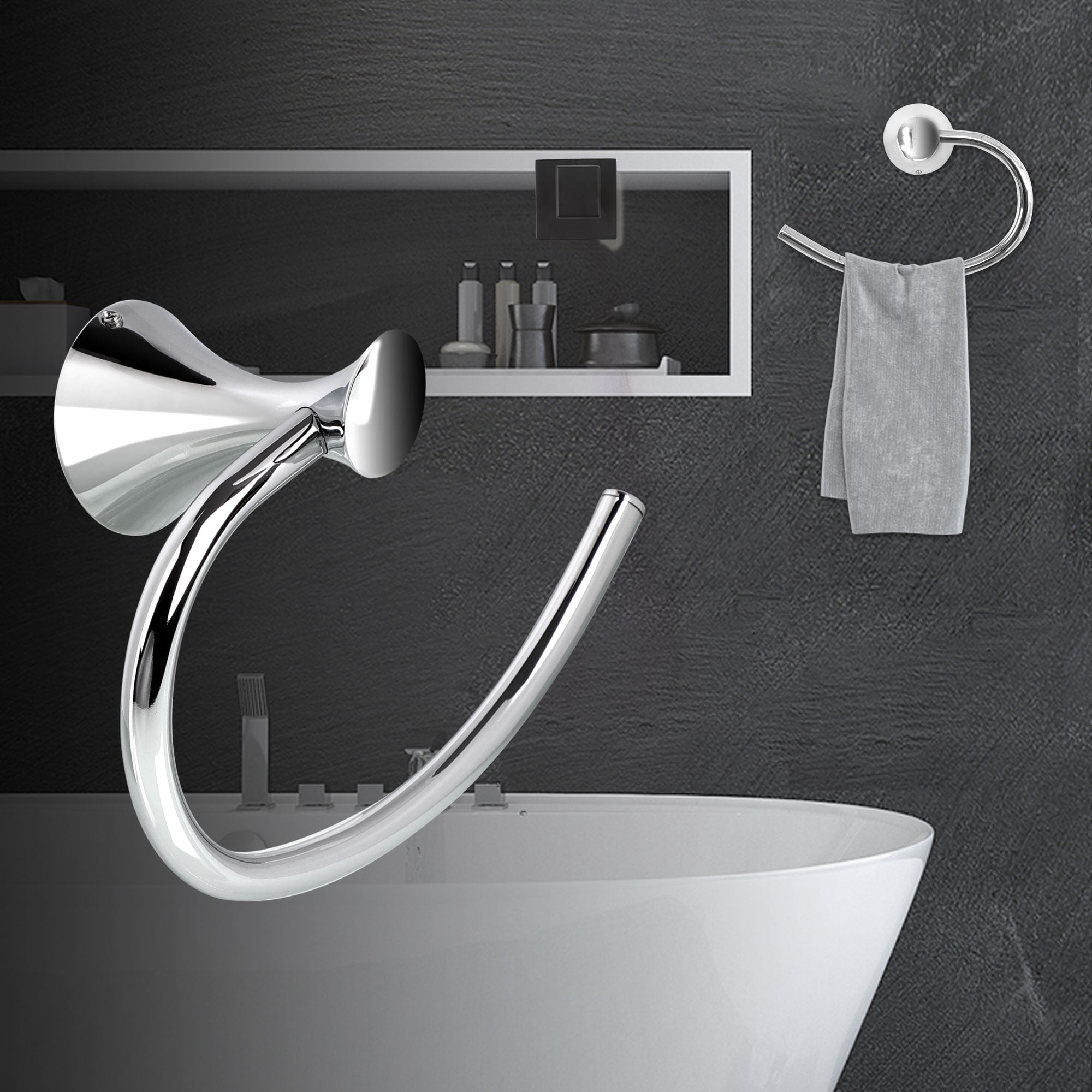 Towel Ring Hand Towel Holder for Bathroom, Kitchen Polished Finish, Silver