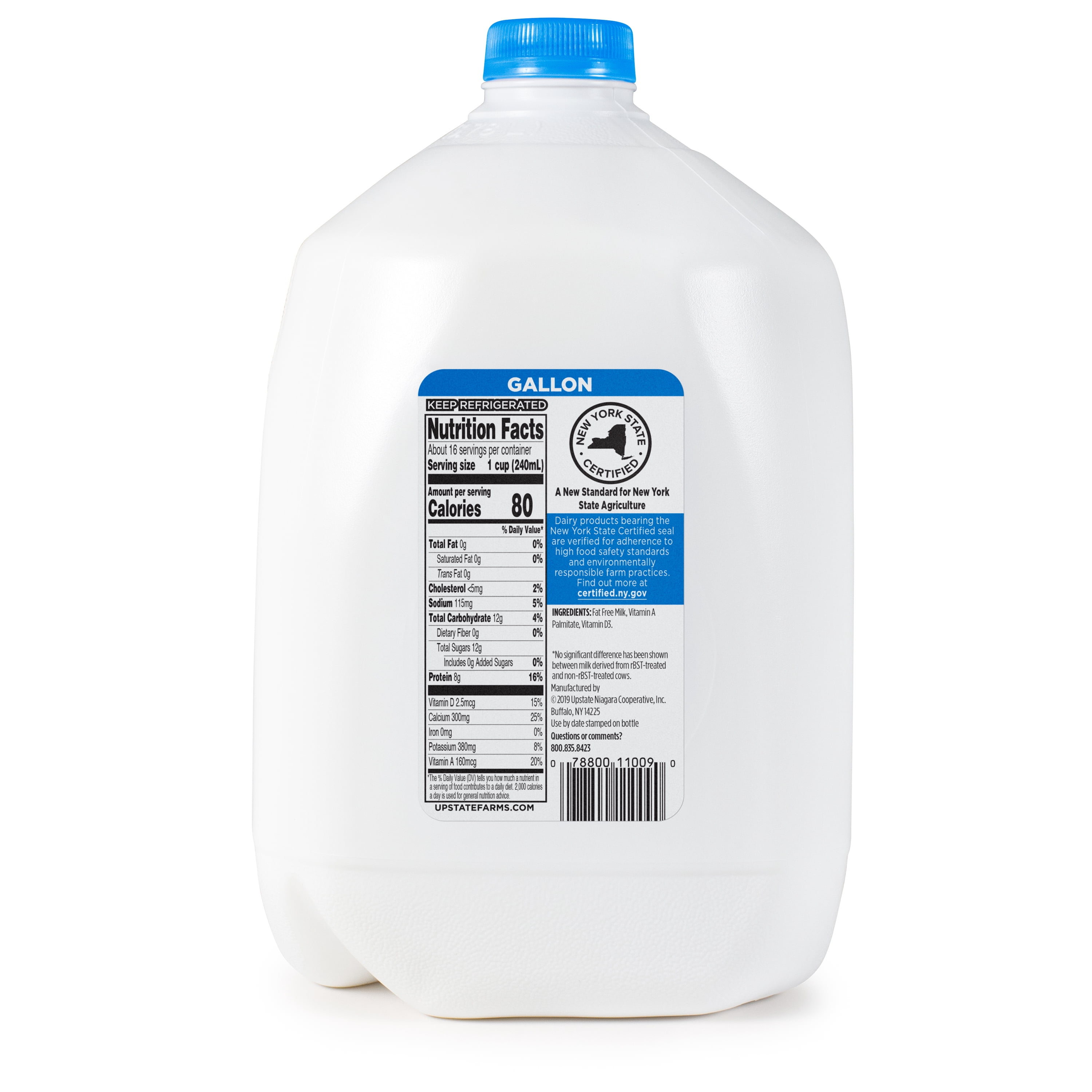 UPSTATE FARMS Fat Free Pasteurized Milk, 128 Fl Oz