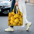 thumbnail image 5 of Xecao's Ripe Yellow Lemon Canvas Tote Bag is a versatile choice for women, serving as a stylish beach bag, shopping bag,and reusable grocery bag., 5 of 5