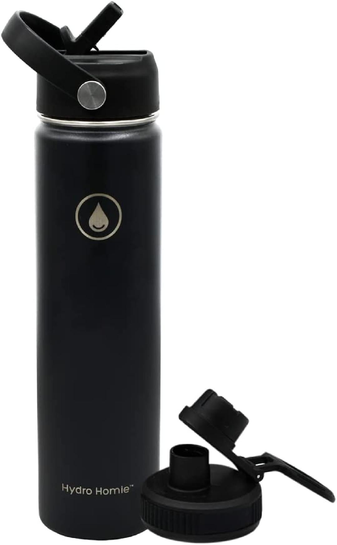 Insulated Water Bottle with Straw and Wide Mouth Lid Stainless Steel