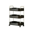 thumbnail image 3 of 3-Layer Multi-Purpose Storage Cart with Armrests - Rolling Organizer Rack for Kitchen, Bathroom & Living Room, Perfect Trolley for Toiletries, Kitchen Supplies & Household Items, 14*9*27in, Black, 3 of 7