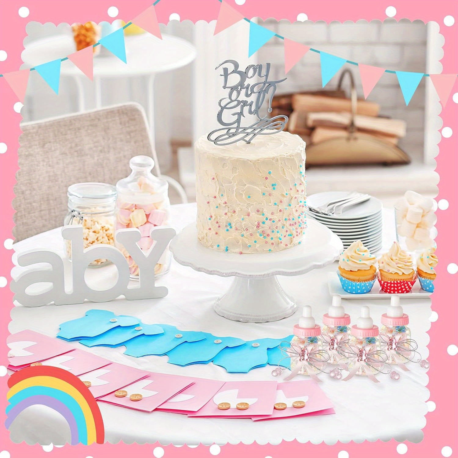 48pcs Mini Clear Milk Bottles 3.54×1.57in with Pink Ribbon, Cute Plastic Baby Shower Favors, Candy Containers for Girl Baby Shower Decorations, Gender Reveal Party Supplies