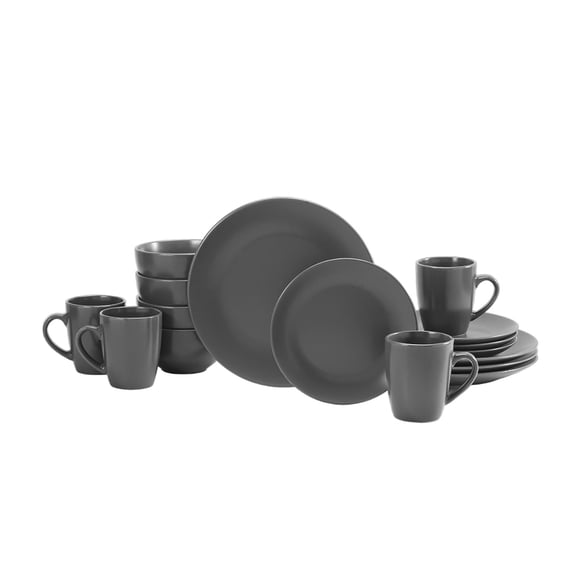Vajilla de Cerámica Crown Baccara 16 piezas para 4 personas Matchgris-V