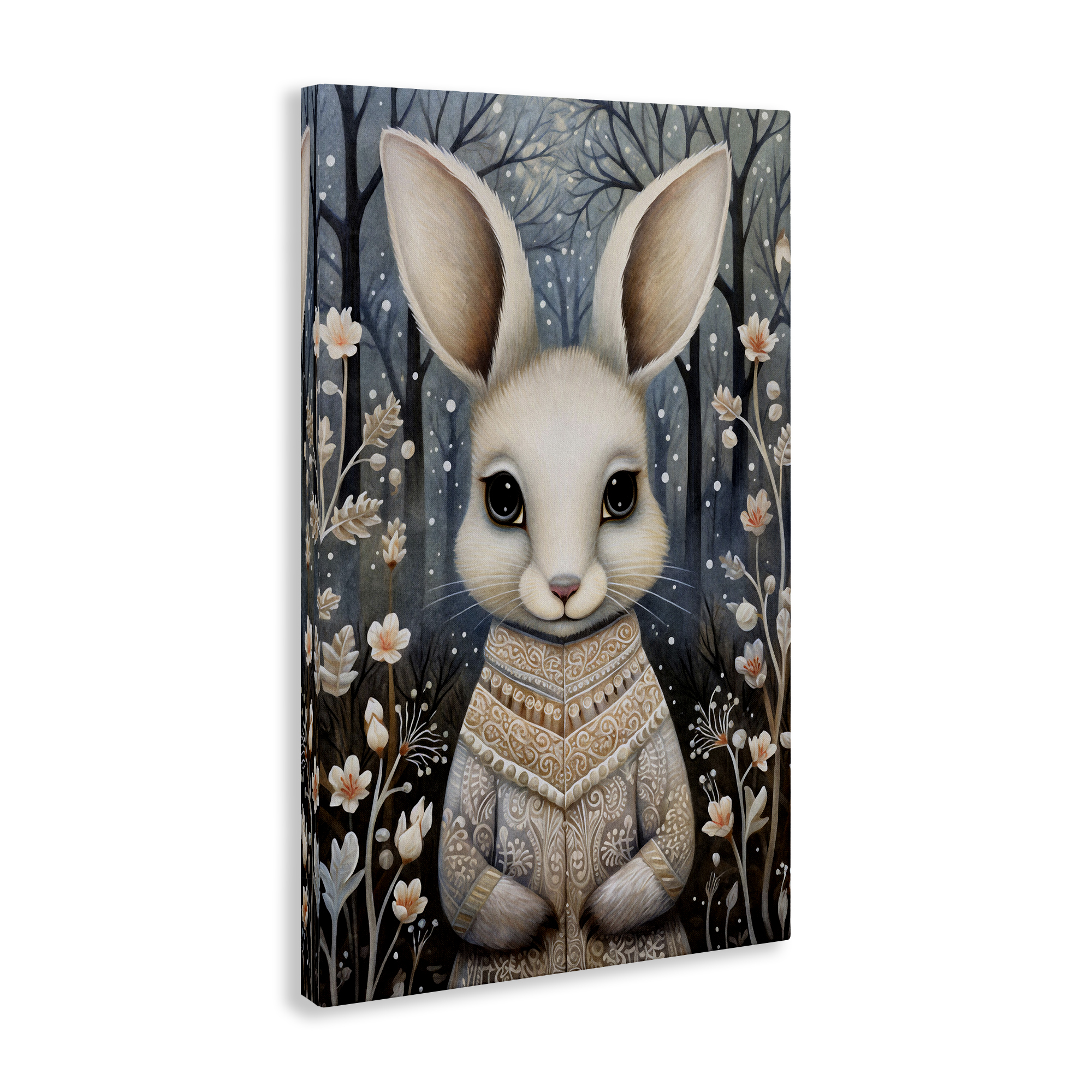 Stupell Industries Woodland White Rabbit Animals & Insects Painting Gallery Wrapped Canvas Art Print Wall Art, 16 x 24