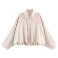 thumbnail image 4 of MaFYtyTPR Women's Zip Up Jacket Lapel Collar Long Sleeve Loose Fit Outerwear with Pocket for Fall Winter Outdoor Wear Beige XL, 4 of 5