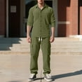 thumbnail image 2 of CharmCyan Mens Corduroy Two Piece Set Long Sleeve Button Down Shirt and Cargo Pants Outfit with Pockets Casual Relaxed Fit Tracksuit for Everyday Wear Army Green L, 2 of 2