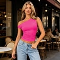 thumbnail image 7 of Womens Off Shoulder Tops Sleeveless Going Out Crop Tank Tops Slim Fitted Shirts Summer Y2K Cute Tops,Hot Pink,XL, 7 of 7