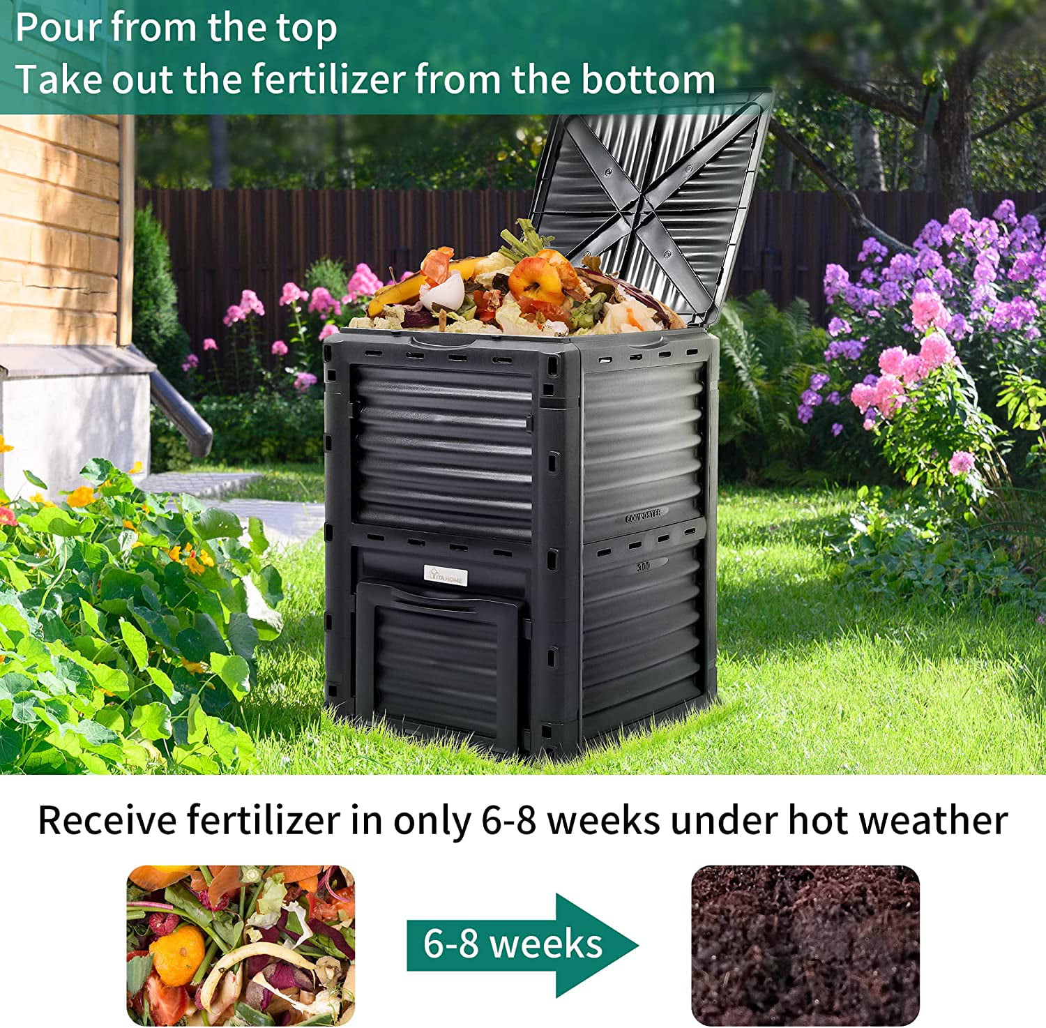 Garden Compost Bin 80 Gallon Large Outdoor Compost Container with Easy  Assembly, 1 Unit - King Soopers