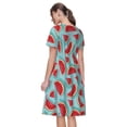 thumbnail image 2 of Bixox Robe d'Été à Manches Courtes pour Femmes Robe Ample Longueur Genou avec Poches-Pastèque, 2 of 7