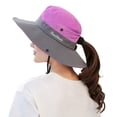 thumbnail image 1 of Muryobao Sombrero de sol con cola de caballo para mujer, protección UV, malla plegable, ala ancha, sombrero de pesca para playa, 1 of 1
