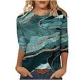 thumbnail image 1 of XZNGL Hauts à Manches 3/4 pour Femmes Mode pour Femmes T-Shirt Ample Imprimé Blouse à Manches 3/4 Col Rond Hauts Décontractés T-Shirts en Coton Femmes T-Shirts pour Femmes Mode T-Shirts à Manches 3/4 pour Femmes, 1 of 4