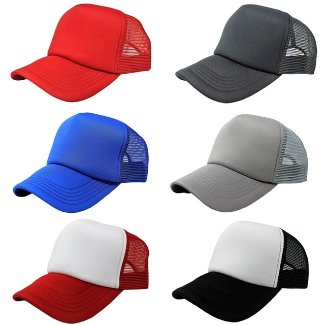Lot de 6 Casquettes de Camionneur Ajustables (Mixte)