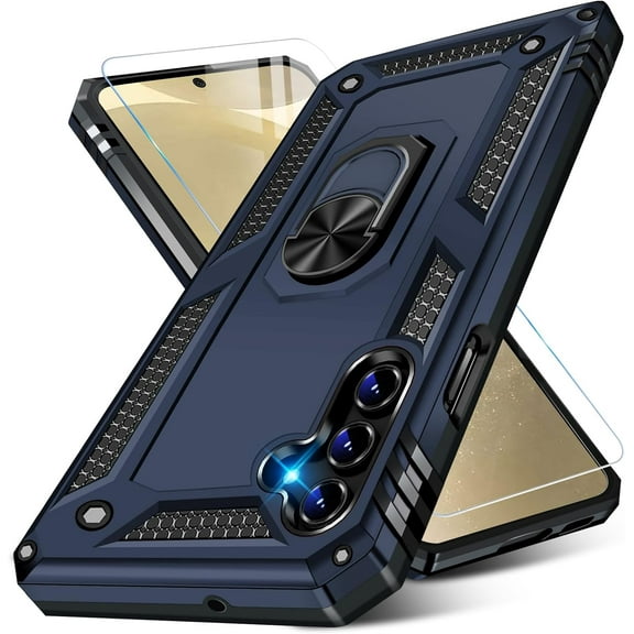 MYKOMI Heavy Duty Case for Samsung Galaxy S25 Phone Case with Screen Protector, Military Grade Shockproof Rugged Protective Cover for Samsung S25, with Metal Ring Magnetic Kickstand
