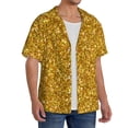 thumbnail image 4 of Cauagu Gold Glitter Men's Short Sleeve Button Down Hawaiian Shirt for Men Bowling Shirts Casual Summer Beach Shirt,XX-Large, 4 of 6