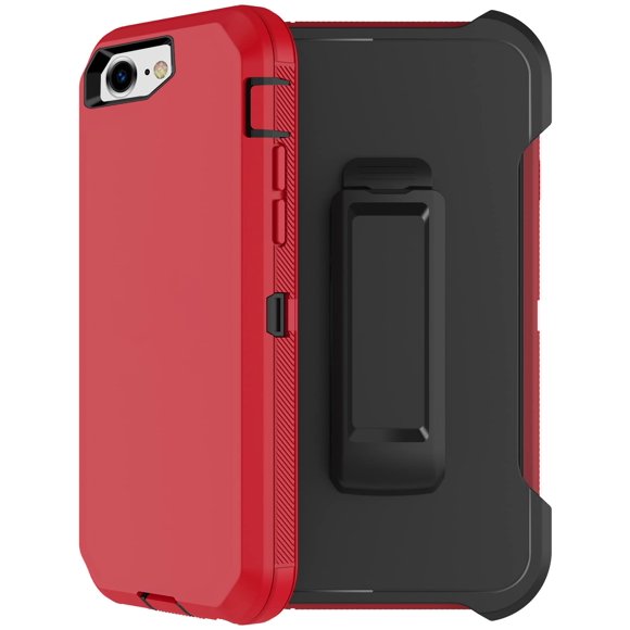 Funda para iPhone SE 2020, iPhone 8, iPhone 7 funda con clip para cinturón, 2 protectores de visualización, resistente grado militar, resistente a prueba de golpes, para iPhone 7