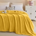 thumbnail image 4 of IR Imperial Rooms Adult Fleece Bed Blanket 310 GSM Microfiber Lightweight Warm Fluffy Cozy Plush Ochre Queen Size, 4 of 15