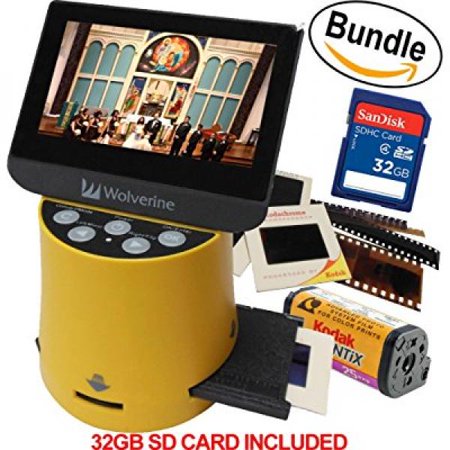Wolverine Slide Converter Wolverine Titan 8-in-1 20MP High Resolution Film to Digital Converter with 4.3 Screen and HDMI output, Worldwide Voltage 110V/240V AC Adapter & 32GB SD Card (Bundle) ()