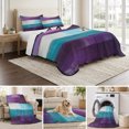 thumbnail image 6 of King Quilt Set 96''x106'', Purple Turquoise Lightweight Bedspread Coverlet with 2 Pillow Shams, Modern Abstract Oil Painting Art Geometric Breathable All Season Quilt Bedding for Bedroom/Guest Room, 6 of 9