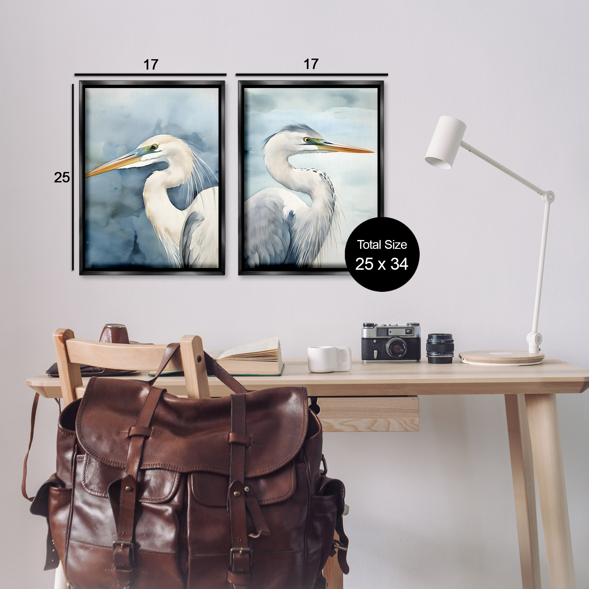 Stupell Industries Watercolor Detailed Beach Birds Animals Painting Black Floater Framed Canvas Art Print Wall Art, 17 x 25, Set of 2