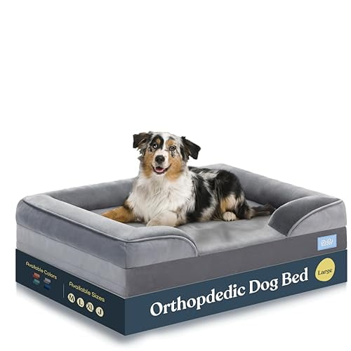 Canapé-lit Orthopédique pour Chien - Lits Ultra Confortables pour Grands Chiens - Respirant et Imperméable - Canapé-Lit en Mousse avec Support Supplémentaire pour Tête et Cou - Amovible et Lavable