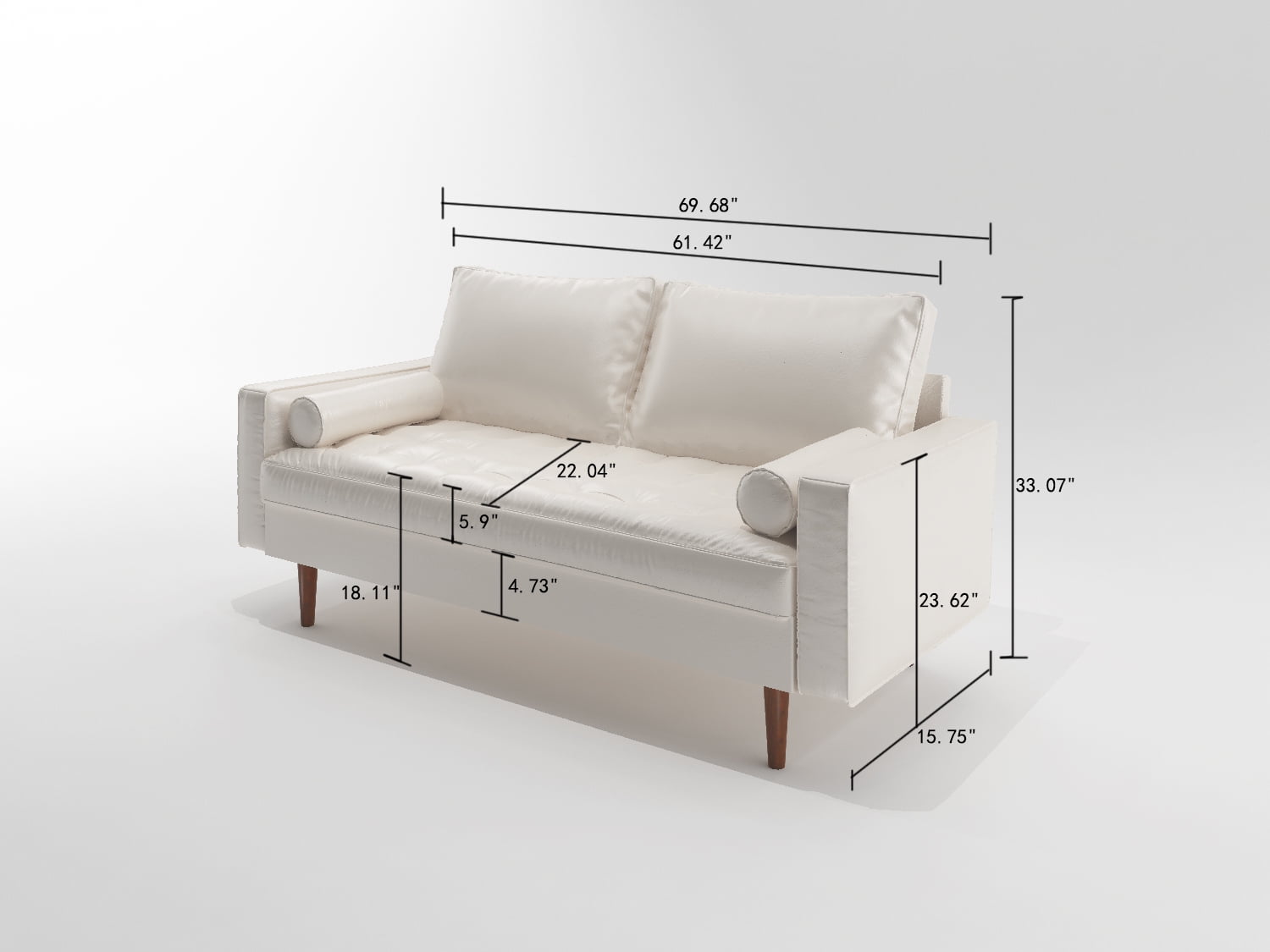 Uspridefurniture Darby 57.8'' Faux Leather Square Arm Loveseat,White