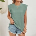 thumbnail image 2 of HBFAGFB Débardeurs pour Femmes Décontracté Été Col Rond Sans Manches Gilet Simple Polyvalent Vert Taille m, 2 of 8