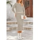 thumbnail image 4 of Conjunto de suéter PRETTYGARDEN, falda midi de punto a rayas para mujer, color albaricoque, 4 of 9