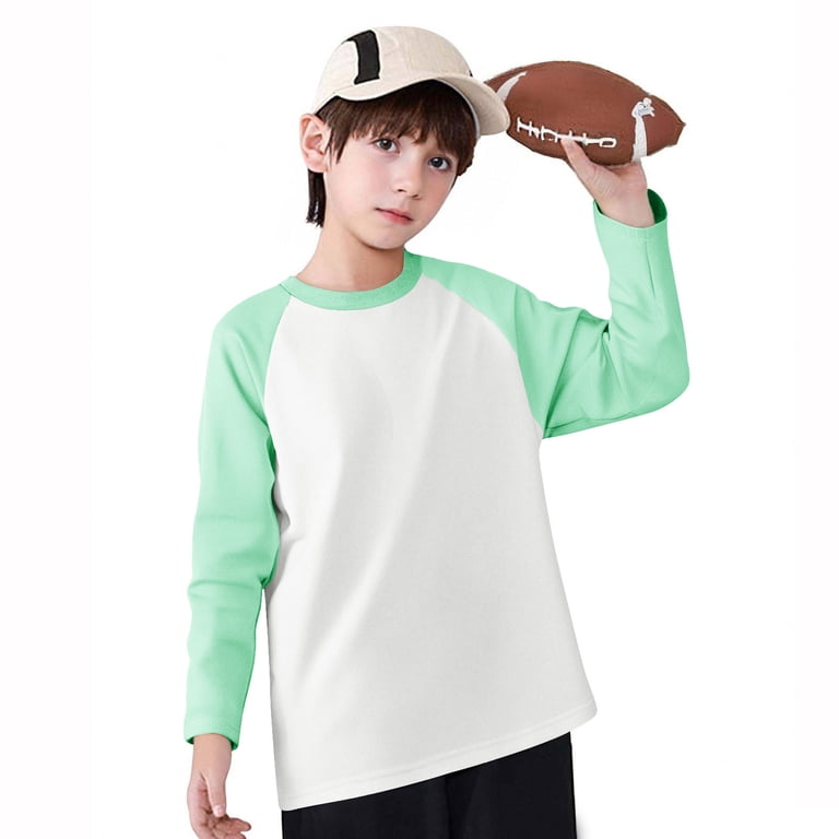 FAIOROI Big Girls Raglan Long Sleeve Shirt - Size 8 T Mint Green 