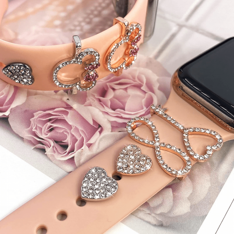 4pcs/set Alloy & Rhinestones Flower Virgin Mary Watch Band Charm Decoration  Compatible With Apple Watch Bands Accessories Compatible With Galaxy Watch  Strap Series Charms