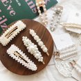 thumbnail image 4 of Pinzas para el cabello con perlas artificiales, 4 piezas Pasadores para el cabello con perlas de imitación de moda Accesorios para el cabello de acrílico para niñas Mujeres Peinado Dama de honor Boda, 4 of 5