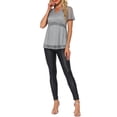 thumbnail image 2 of BLUSA BRILLANTE INSPIRE CHIC para Mujeres, de Mangas Cortas, Cuello en V, Peplum, Brillo, Top de Fiesta y Club en Plata Gris, 2 of 6
