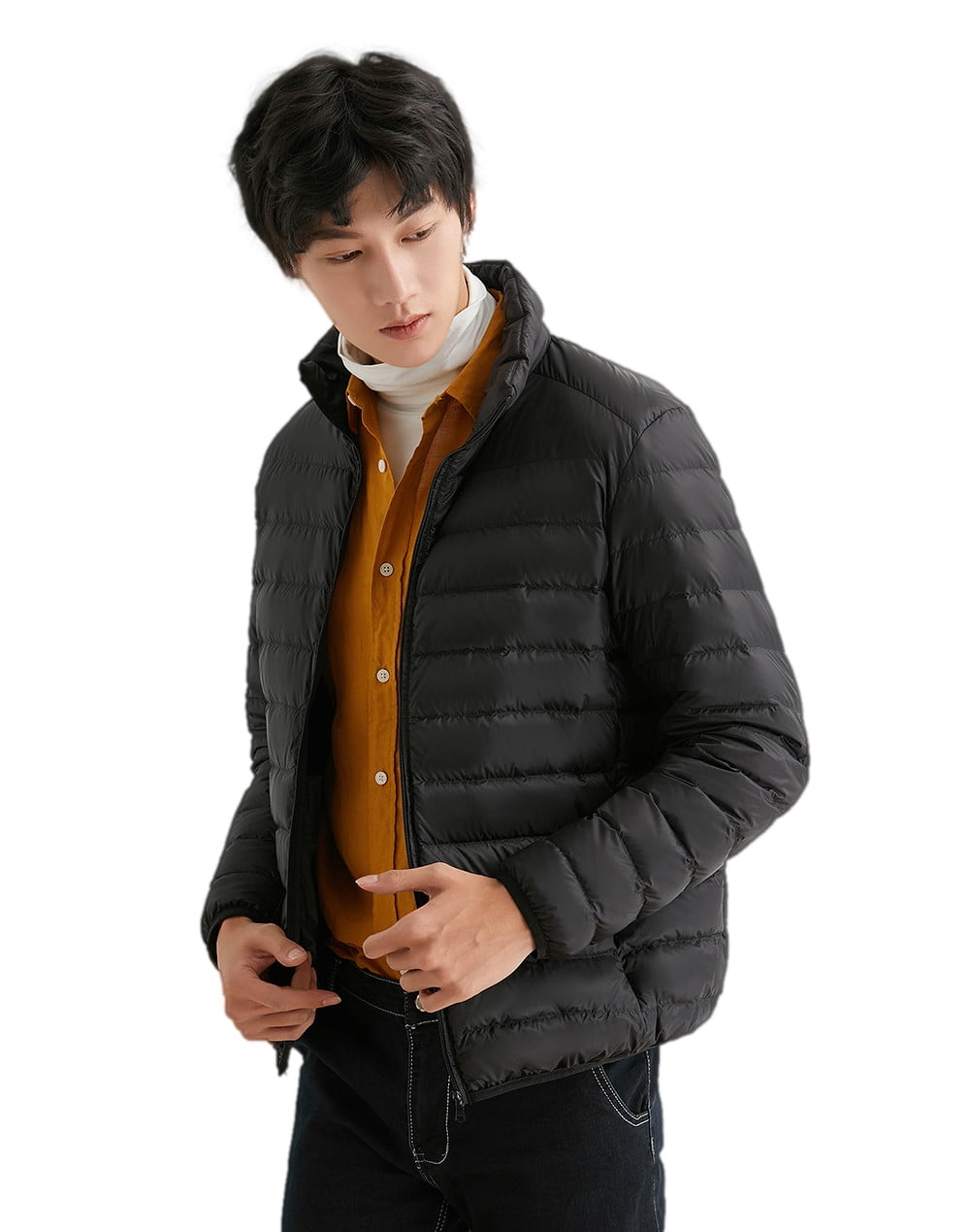 Wenseny Mens Standup Collar Padded Puffer Jacket Thermal Lightweight