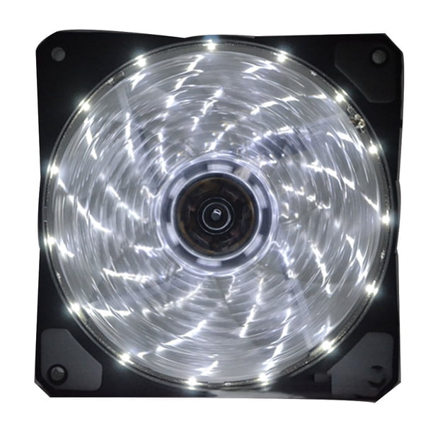 Inteprter 120mm LED Ultra silencioso computadora PC ventilador con cubierta 15 LEDs 12V Cpu disipador de calor enfriador ventilador de Juegos de teclado y mouse para computadora blanco 12cm